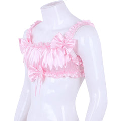 Androgynous Ruffled Satin Crop Top Lingerie