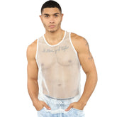 Men's Solid Network Hollow See-Through Thin Tank Top