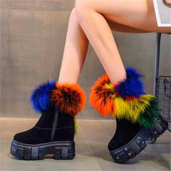 Multicolor Boots With The Fur