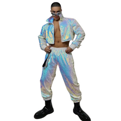 Iridescent Retro Sequin Two Piece Clubwear Set