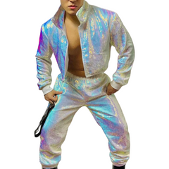 Iridescent Retro Sequin Two Piece Clubwear Set
