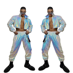 Iridescent Retro Sequin Two Piece Clubwear Set