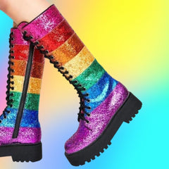 LGBT Pride Sequin Mid Calf Boots
