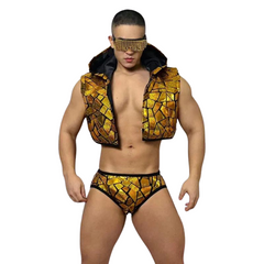 Luxe Gold Hooded Tank and Trunks Clubwear Set