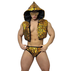 Luxe Gold Hooded Tank and Trunks Clubwear Set