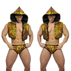 Luxe Gold Hooded Tank and Trunks Clubwear Set