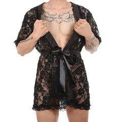 Masculine Lace Thong + Bathrobe Set