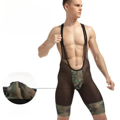 Men's Camouflage Army Mesh Bodysuit