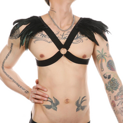 Men's Feather Decorative Harness Strap