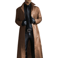 Men's Long PU Leather Overcoat
