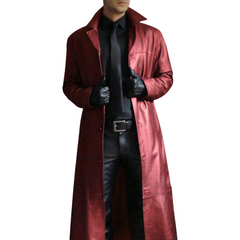 Men's Long PU Leather Overcoat