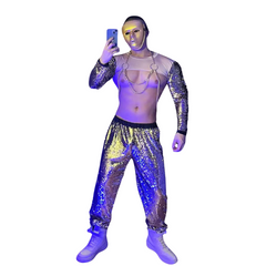 Men's Muscle Golden Sexy Stage Costume Set