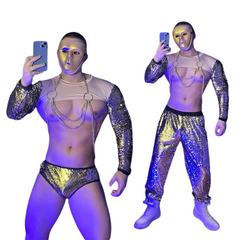 Men's Muscle Golden Sexy Stage Costume Set