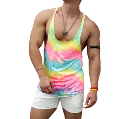 Men's Rainbow Tie-Dye Sleeveless T-Shirt