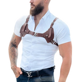 PU Leather Light Brown Chest Harness