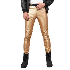 PU Leather Middle Waist Casual Skinny Pants