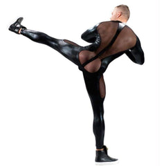 PVC Leather Mesh Kink Bodysuit