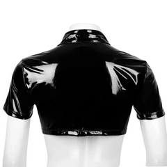PVC Shimmer Kink Crop Top