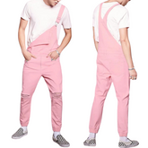 Pink Mens Overalls Jumpsuit