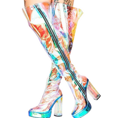 Plus Size Transparent Punk Heel Platform Boots