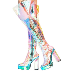 Plus Size Transparent Punk Heel Platform Boots