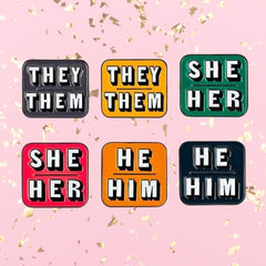 Personal Gender Pronouns Enamel Pins (Set Of 3)