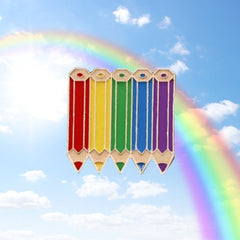 Rainbow Coloring Pencils Enamel Pin