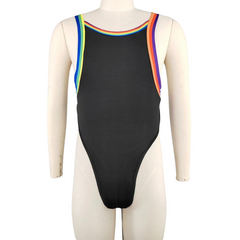 Rainbow Stripe Stretch Thong Bodysuit