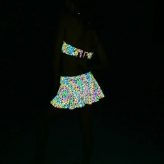 Rave Rainbow Reflective Pleated Skirt
