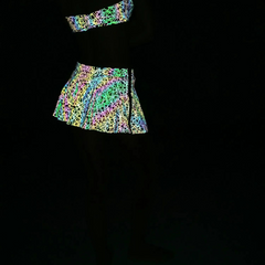 Rave Rainbow Reflective Pleated Skirt