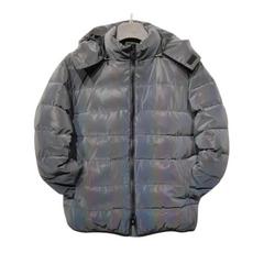 Reflective Luminous Zipper Hooded Puffer Jacket