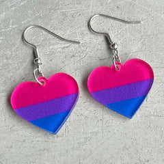Bisexual Heart Acrylic Dangle Earrings