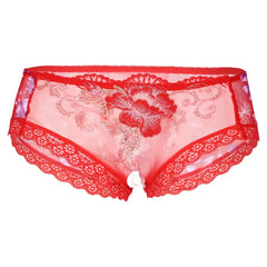 Men's Low Rise Flower Lace Mesh Boxer Briefs