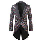 Shiny Rainbow Sequin Tuxedo Jacket