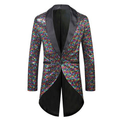 Shiny Rainbow Sequin Tuxedo Jacket