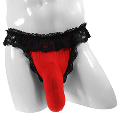 Frilly Lace Sissy Thong With Bulge Lift