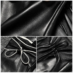 Winter Leather Gloves With Bow