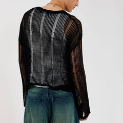 Autumn Versatile See-Through Knitted Top