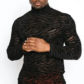 Jungle Night Sheer Turtleneck Long Sleeve T-shirt