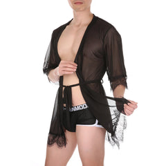 Leisure Lace Mesh Robe for Men
