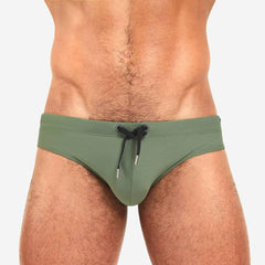 Solid Color Swim Briefs for Men