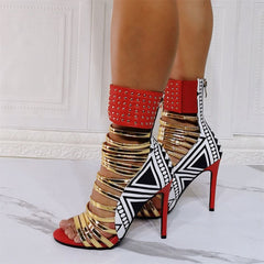 Pop Gladiator Metallic Heels