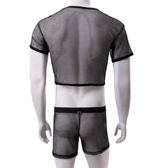 Stardust Shimmer Mesh Crop Top + Boxers Clubwear Set