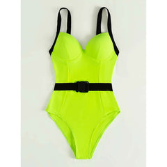 Neon Belted One Piece Swimsuit