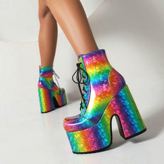 Chic Rainbow Platform Heels