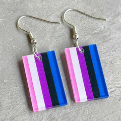 Genderfluid Flag Acrylic Dangle Earrings