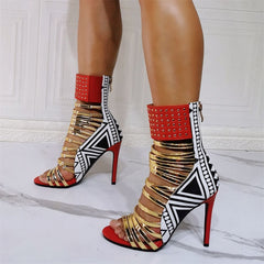 Pop Gladiator Metallic Heels