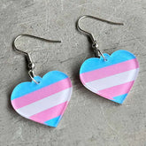 Transgender Heart Acrylic Dangle Earrings