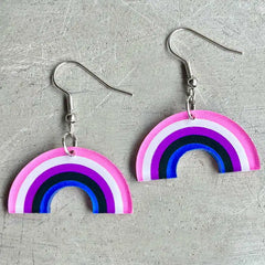 Genderfluid Rainbow Acrylic Dangle Earrings