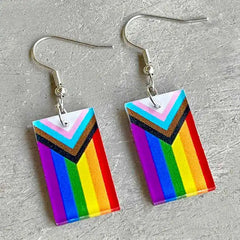 Progress Pride Flag Acrylic Dangle Earrings